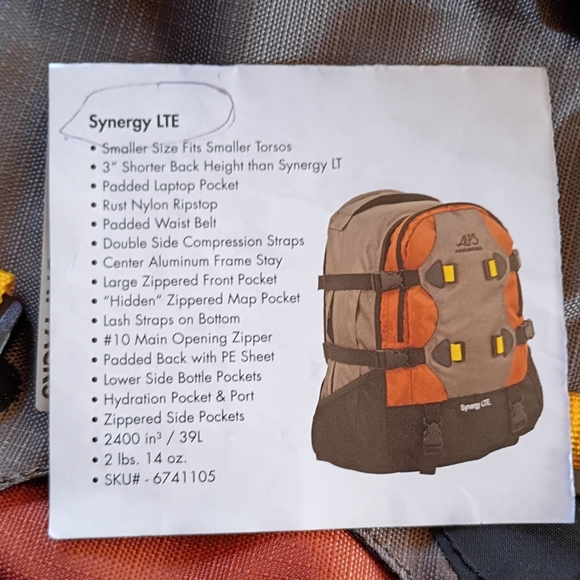 ALPS Mountaineering Synergy LTE Hiking Backpack 39L Rust Like New